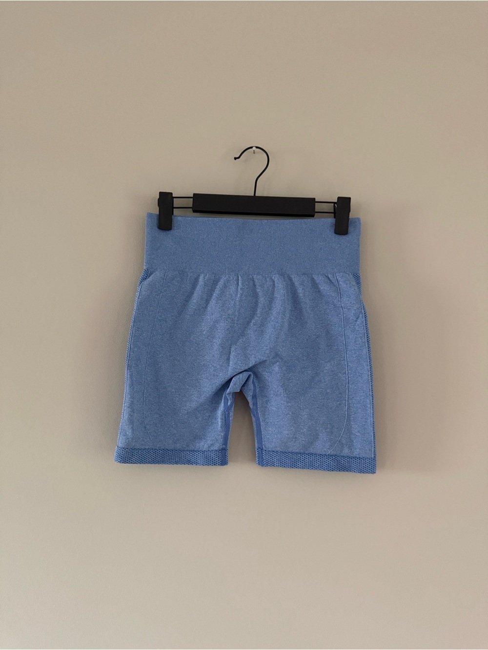 Women's Light Blue High-Waist Athletic Bike Shorts
